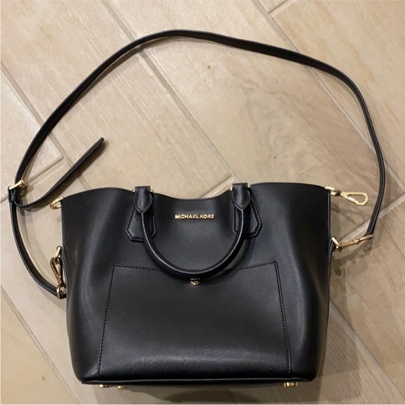 Michael Kors Black Leather Tote Bag - Picture 1 of 8